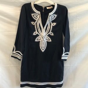 ❄️Tory Burch Embroidered Odelia Linen Tunic Dress
